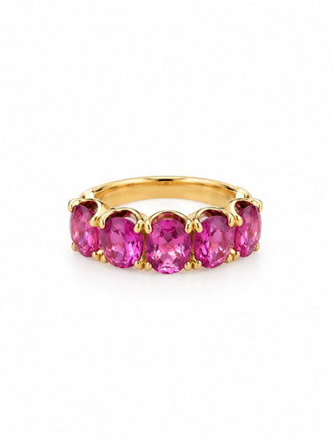 Bague 51 Bague en or jaune 750 sertie de 5 tourmalines 58 Facettes Bague