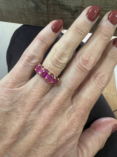 Bague 51 Bague en or jaune 750 sertie de 5 tourmalines 58 Facettes Bague