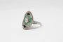 Bague 54 Bague de style Art déco en platine, diamants, émeraudes et onyx 58 Facettes ANILLO 9