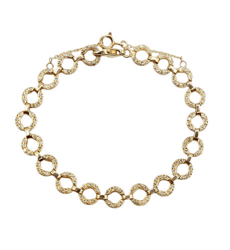 Bracelet Bracelet vintage en or 18k à motifs circulaires et diamants, 1,50 ct 58 Facettes A07831