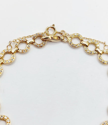 Bracelet Bracelet vintage en or 18k à motifs circulaires et diamants, 1,50 ct 58 Facettes A07831
