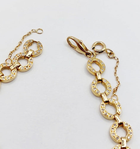 Bracelet Bracelet vintage en or 18k à motifs circulaires et diamants, 1,50 ct 58 Facettes A07831