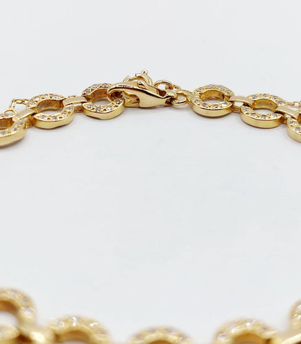 Bracelet Bracelet vintage en or 18k à motifs circulaires et diamants, 1,50 ct 58 Facettes A07831