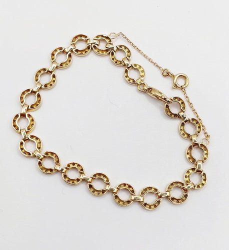 Bracelet Bracelet vintage en or 18k à motifs circulaires et diamants, 1,50 ct 58 Facettes A07831
