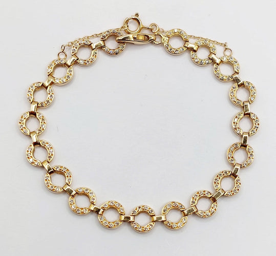 Bracelet Bracelet vintage en or 18k à motifs circulaires et diamants, 1,50 ct 58 Facettes A07831