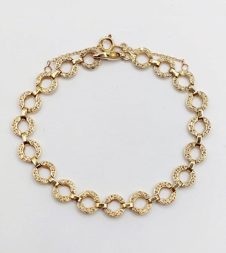 Bracelet Bracelet vintage en or 18k à motifs circulaires et diamants, 1,50 ct 58 Facettes A07831