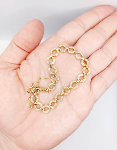 Bracelet Bracelet vintage en or 18k à motifs circulaires et diamants, 1,50 ct 58 Facettes A07831