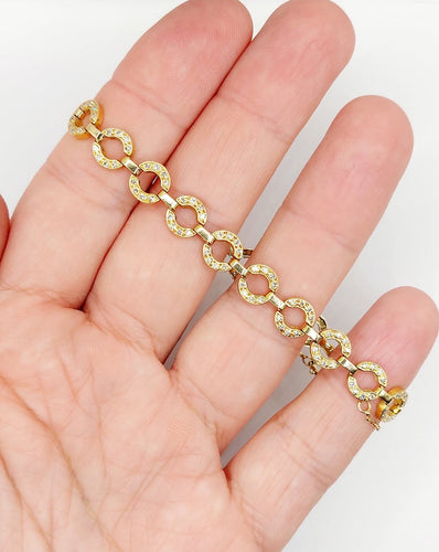 Bracelet Bracelet vintage en or 18k à motifs circulaires et diamants, 1,50 ct 58 Facettes A07831
