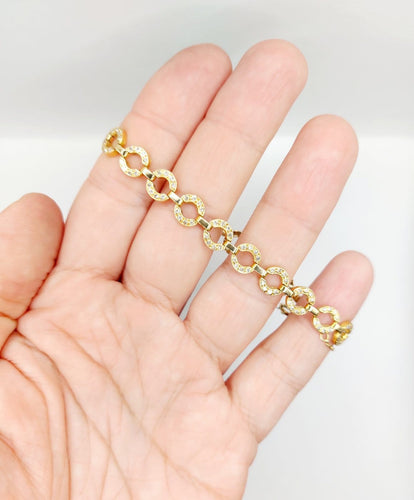Bracelet Bracelet vintage en or 18k à motifs circulaires et diamants, 1,50 ct 58 Facettes A07831