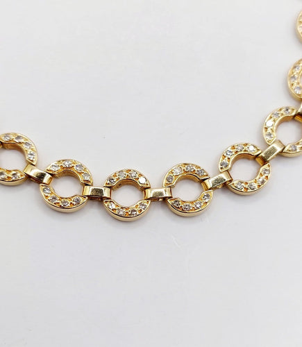 Bracelet Bracelet vintage en or 18k à motifs circulaires et diamants, 1,50 ct 58 Facettes A07831