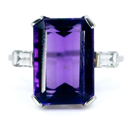 Bague 52.5 Bague cocktail Art déco en platine avec améthyste et diamants 58 Facettes 08680590B67741B99F4F0D06A2443A80