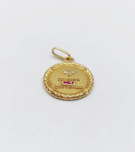 Pendentif Augis - Pendentif médaille d’amour en or 18k, diamants et rubis, vers 1950 58 Facettes A07828