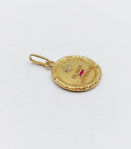 Pendentif Augis - Pendentif médaille d’amour en or 18k, diamants et rubis, vers 1950 58 Facettes A07828
