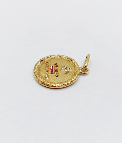 Pendentif Augis - Pendentif médaille d’amour en or 18k, diamants et rubis, vers 1950 58 Facettes A07828