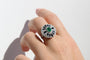 Bague 56 Bague de style Art déco en platine, diamants, émeraude et saphirs 58 Facettes ANILLO 10