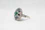 Bague 56 Bague de style Art déco en platine, diamants, émeraude et saphirs 58 Facettes ANILLO 10