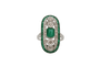 Bague 53 Bague Art déco en platine, émeraudes et diamants 58 Facettes ANILLO 12