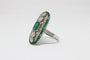 Bague 53 Bague Art déco en platine, émeraudes et diamants 58 Facettes ANILLO 12