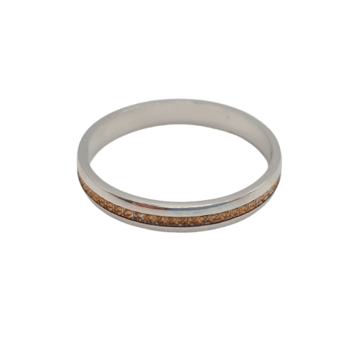 Bague 64 Bague alliance en or rose et blanc 18 carats 58 Facettes #2293