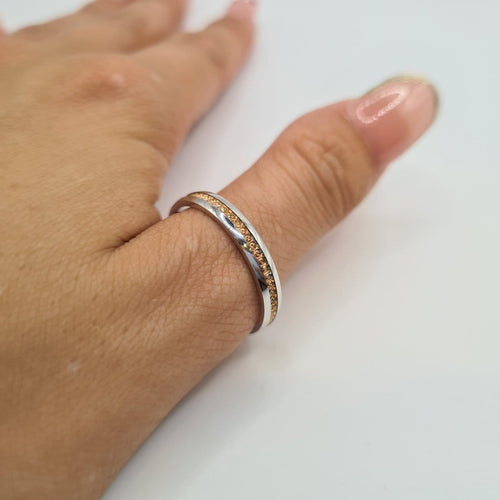 Bague 64 Bague alliance en or rose et blanc 18 carats 58 Facettes #2293