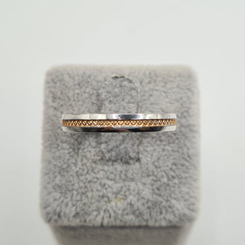 Bague 64 Bague alliance en or rose et blanc 18 carats 58 Facettes #2293