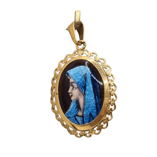 Pendentif Pendentif en or jaune 18 carats avec peinture en émail d’art 58 Facettes #2309