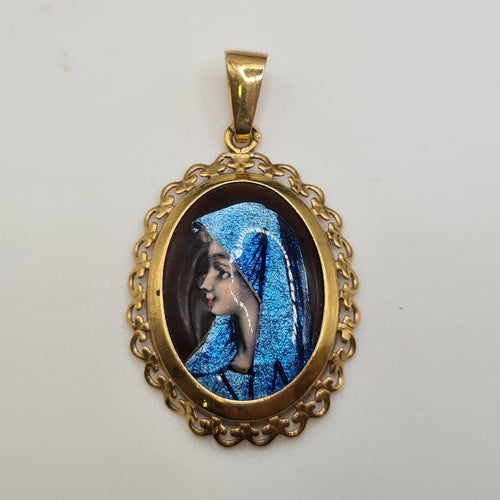 Pendentif Pendentif en or jaune 18 carats avec peinture en émail d’art 58 Facettes #2309