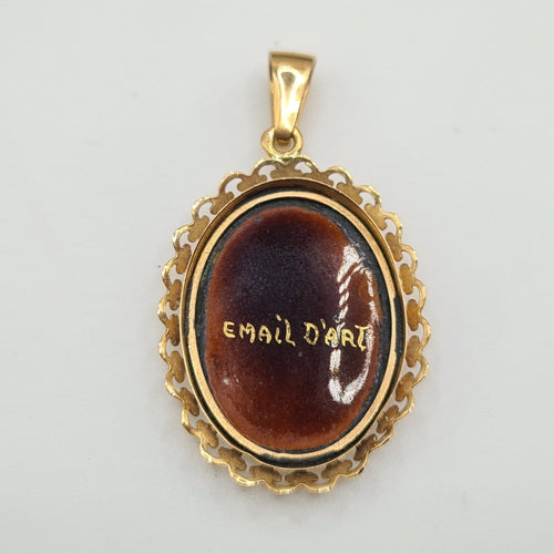 Pendentif Pendentif en or jaune 18 carats avec peinture en émail d’art 58 Facettes #2309