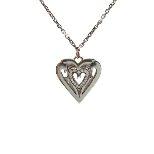 Collier Collier cœur en or blanc 18k 58 Facettes #2417