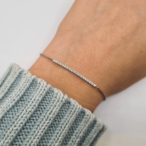 Bracelet Bracelet en or blanc 18 carats serti de diamants naturels 58 Facettes #2448