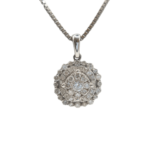 Collier Collier en or blanc 18 carats avec pendentif serti d’un diamant naturel 58 Facettes #2531 #2316