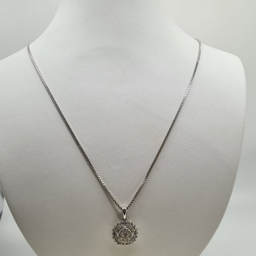 Collier Collier en or blanc 18 carats avec pendentif serti d’un diamant naturel 58 Facettes #2531 #2316