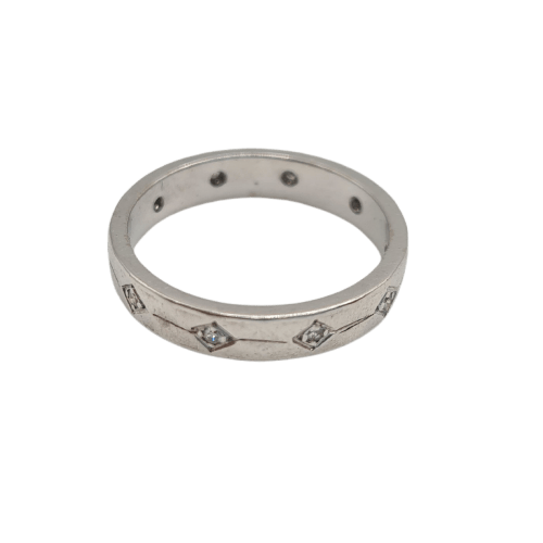 Bague 50 Bague alliance en or blanc 18 carats avec diamant 58 Facettes #2555