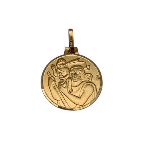 Pendentif Médaillon Chérubin en or jaune 18 carats 58 Facettes #2641