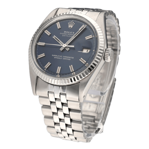 Montre Rolex Datejust - Montre 1601 automatique en acier, cadran bleu « Wide Boy », 1971 58 Facettes ROL/DJ1/1596