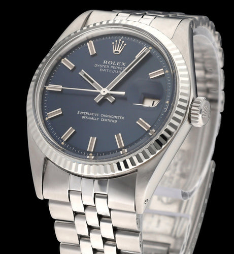 Montre Rolex Datejust - Montre 1601 automatique en acier, cadran bleu « Wide Boy », 1971 58 Facettes ROL/DJ1/1596