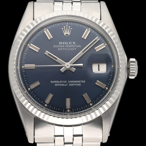Montre Rolex Datejust - Montre 1601 automatique en acier, cadran bleu « Wide Boy », 1971 58 Facettes ROL/DJ1/1596