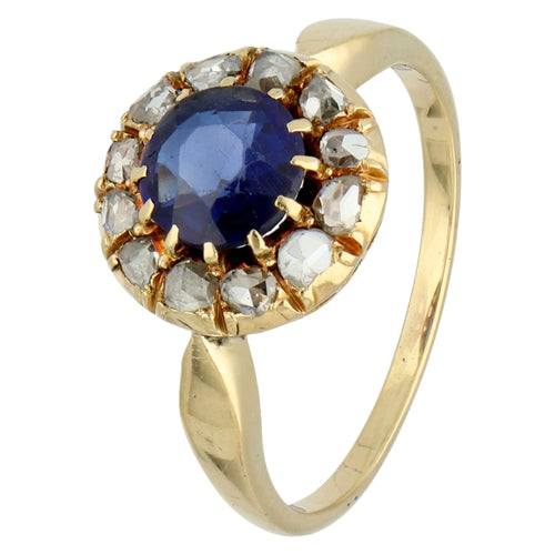 Bague 52 Bague en grappe saphir et diamants taille rose, or 14 carats 58 Facettes B797A4CD4B16431C945EA7D39DAAA2FE