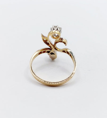 Bague 56 Bague duchesse en or 18k et platine, diamant taille ancienne et perle 58 Facettes A07827