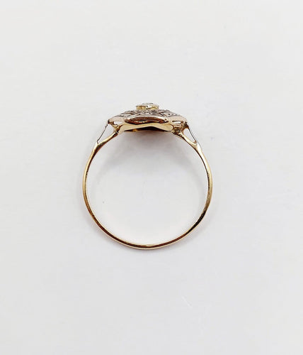 Bague 54 Bague Art déco en or 18k et platine, diamant taille rose, monture géométrique (vers 1940) 58 Facettes A07823