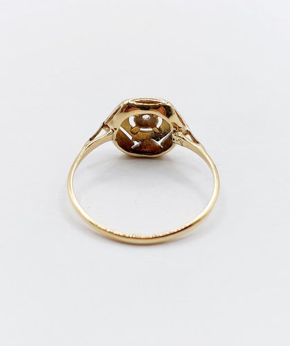 Bague 54 Bague Art déco en or 18k et platine, diamant taille rose, monture géométrique (vers 1940) 58 Facettes A07823