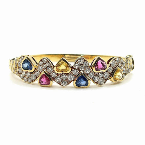 Bracelet Cristilli - Bracelet jonc en or jaune 18k, diamants et saphirs 58 Facettes 277