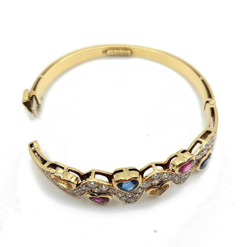 Bracelet Cristilli - Bracelet jonc en or jaune 18k, diamants et saphirs 58 Facettes 277