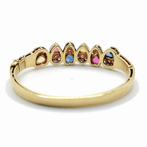 Bracelet Cristilli - Bracelet jonc en or jaune 18k, diamants et saphirs 58 Facettes 277