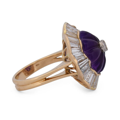 Bague 54 Bague en or jaune 18 carats, améthyste et diamants 58 Facettes AN636 (00429)