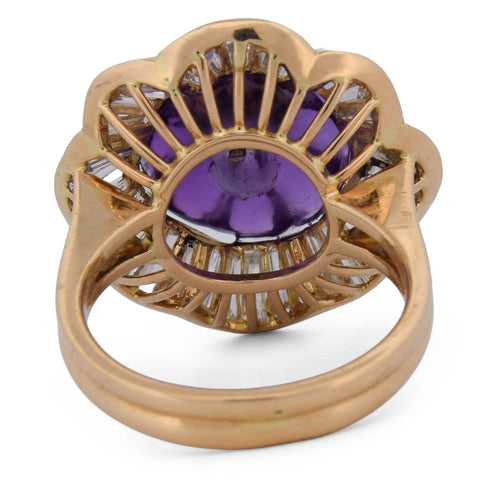 Bague 54 Bague en or jaune 18 carats, améthyste et diamants 58 Facettes AN636 (00429)