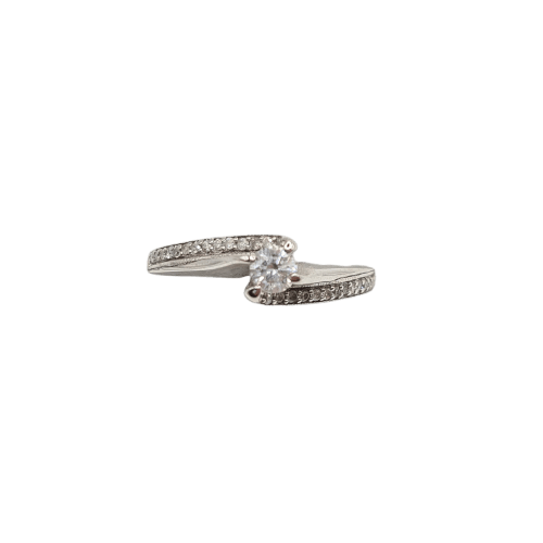 Bague 54 Bague en or blanc 18k avec diamant taille brillant 58 Facettes #2830