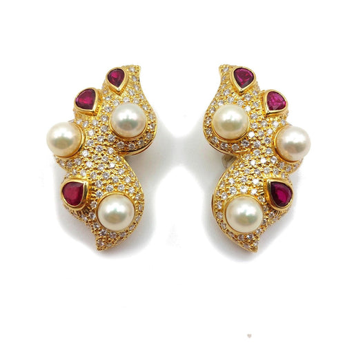 Boucles d'oreilles Vasari - Clips d’oreilles « Nuages » en or jaune 18k, années 1980 58 Facettes 273
