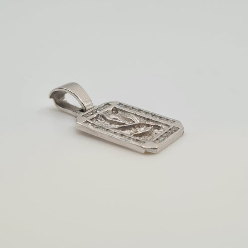 Pendentif Pendentif rectangulaire en or blanc 18 carats 58 Facettes #2848