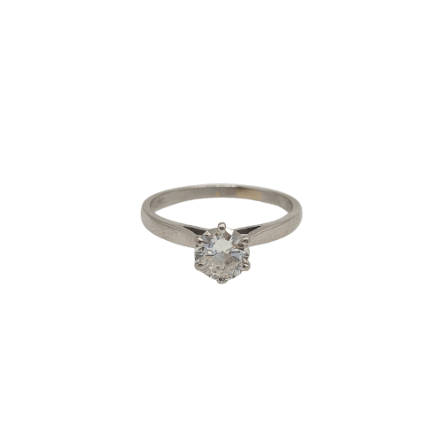 Bague 57 Bague solitaire en or blanc 18k avec diamant taille brillant 0,90 ct 58 Facettes #2880